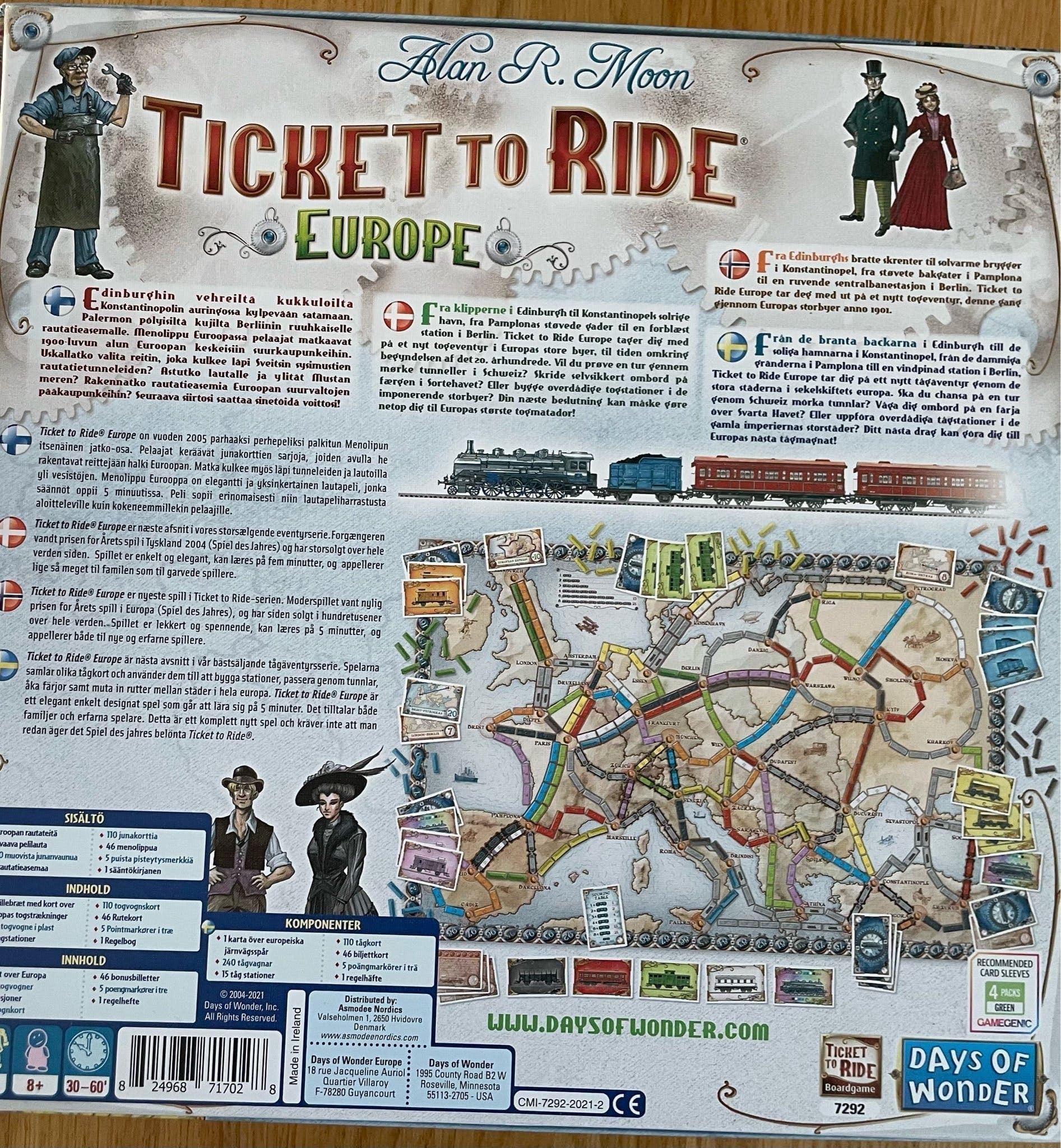 ~ NYSKICK ~ TICKET TO RIDE ~ Europe ~ brädspel Europa ~ spel ~