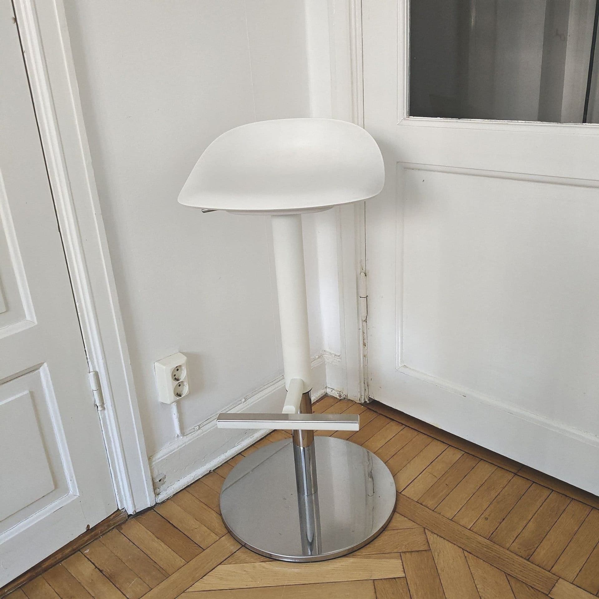 IKEA JANINGE Barstol med låg ryggstöd, vit/silver
