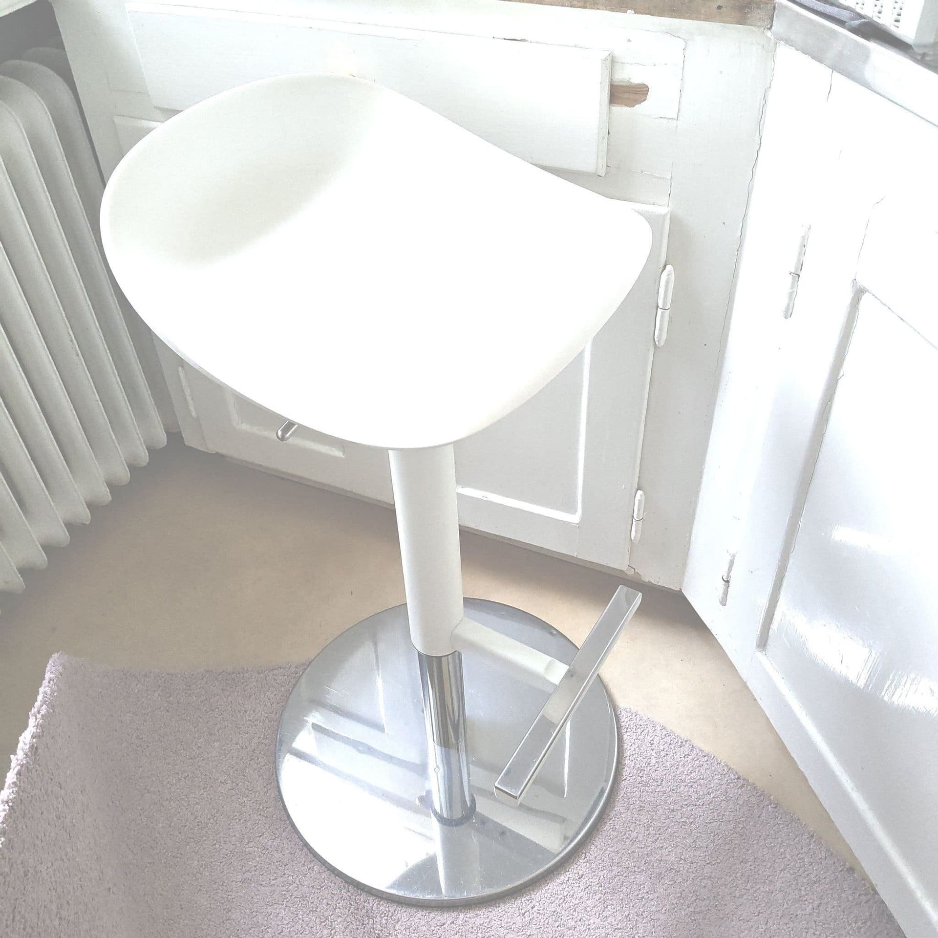 IKEA JANINGE Barstol med låg ryggstöd, vit/silver