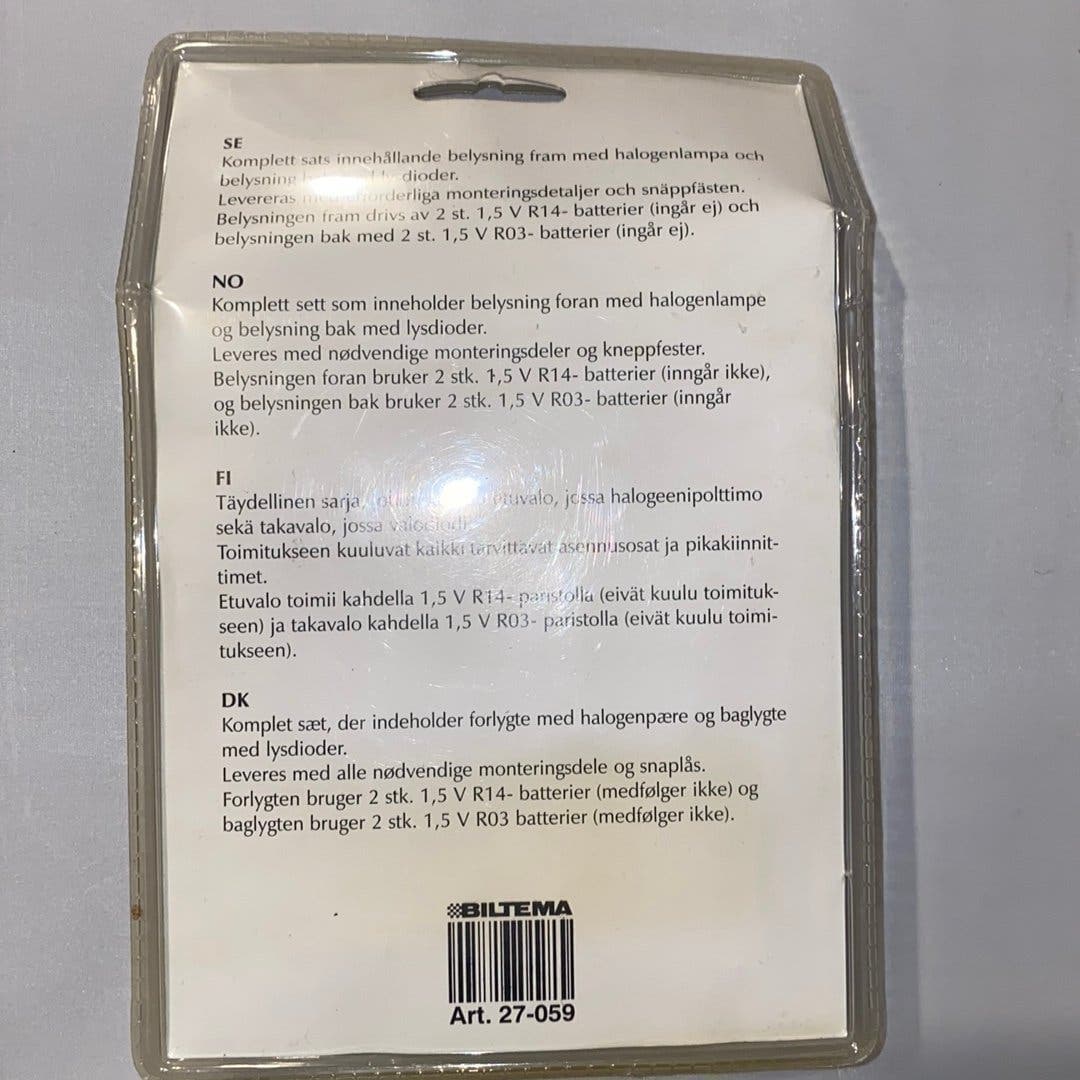 Cykelbelysning Halogen Fram- och Baklampa