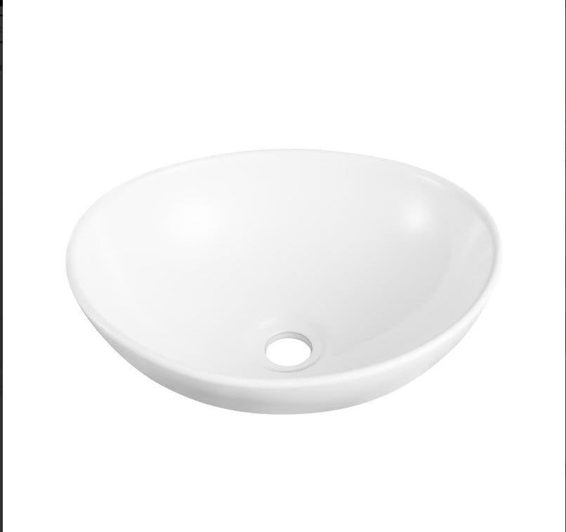 Ovalt handfat i vit keramik – modern design