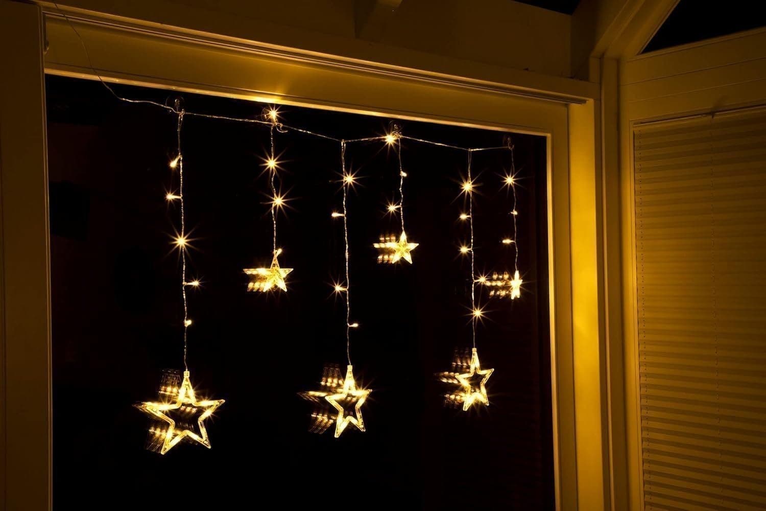 Spetebo LED Stjärngardin 100x80 cm – 63 varmvita lampor – Fönster Dekoration