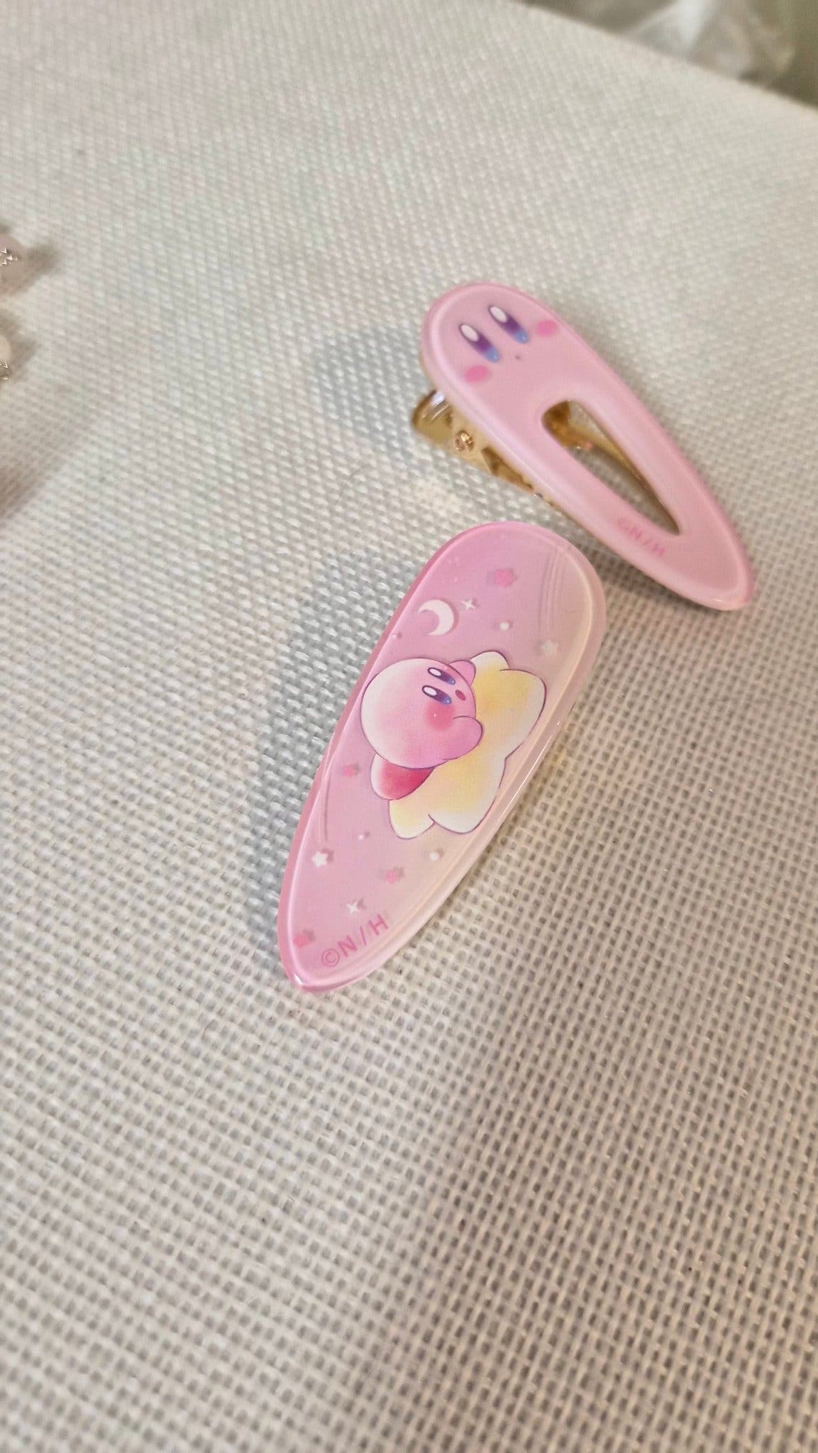 Pink kirby hair clips cute