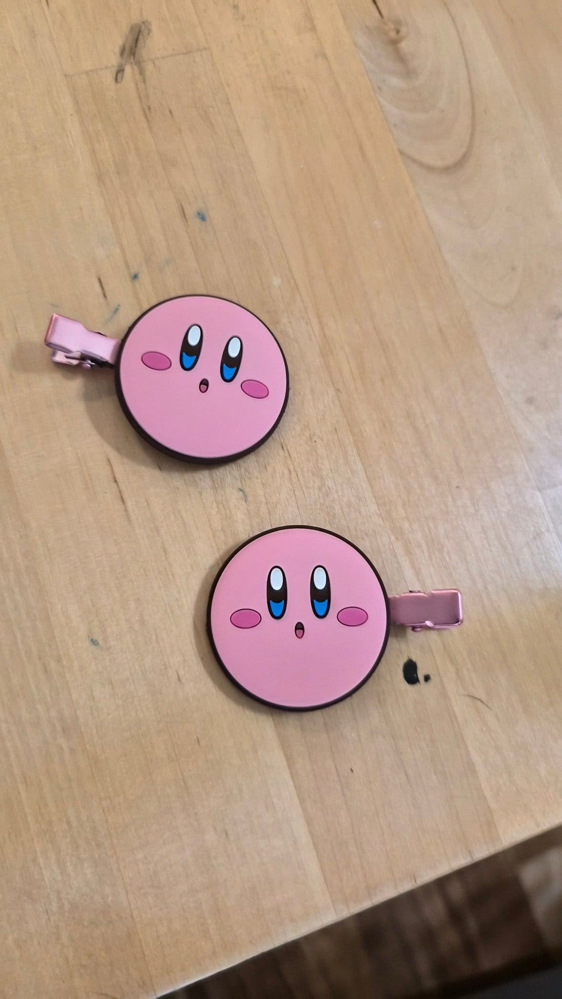 Pink Kirby hair clips cute from japan