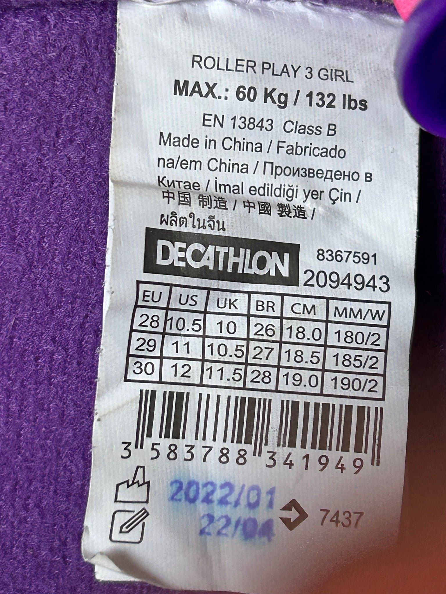 Inlines för barn, Decathlon Roller Play 3 Girl, storlek 28-30