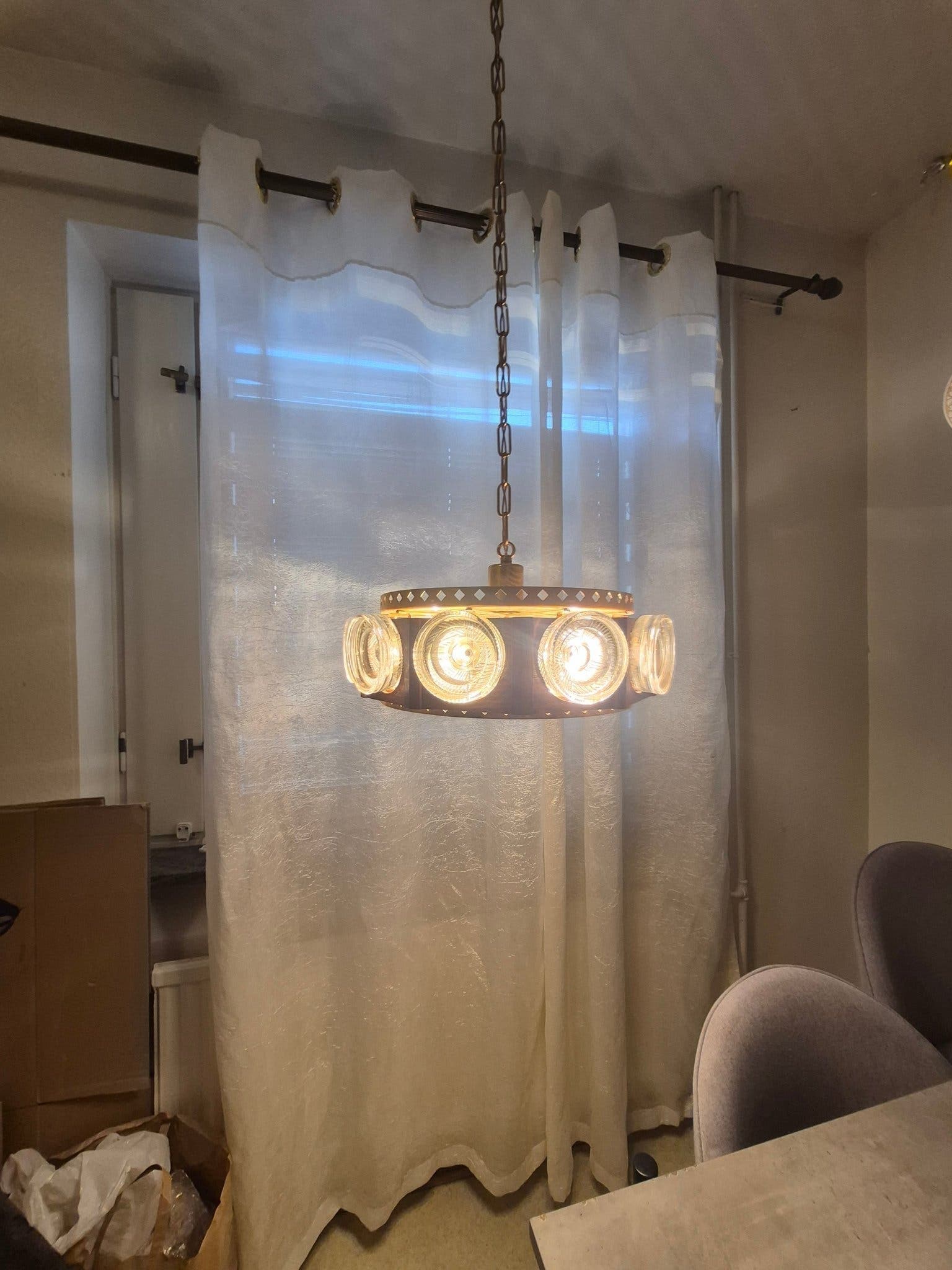 Carl Fagerlund Taklampa i mässing och glas
