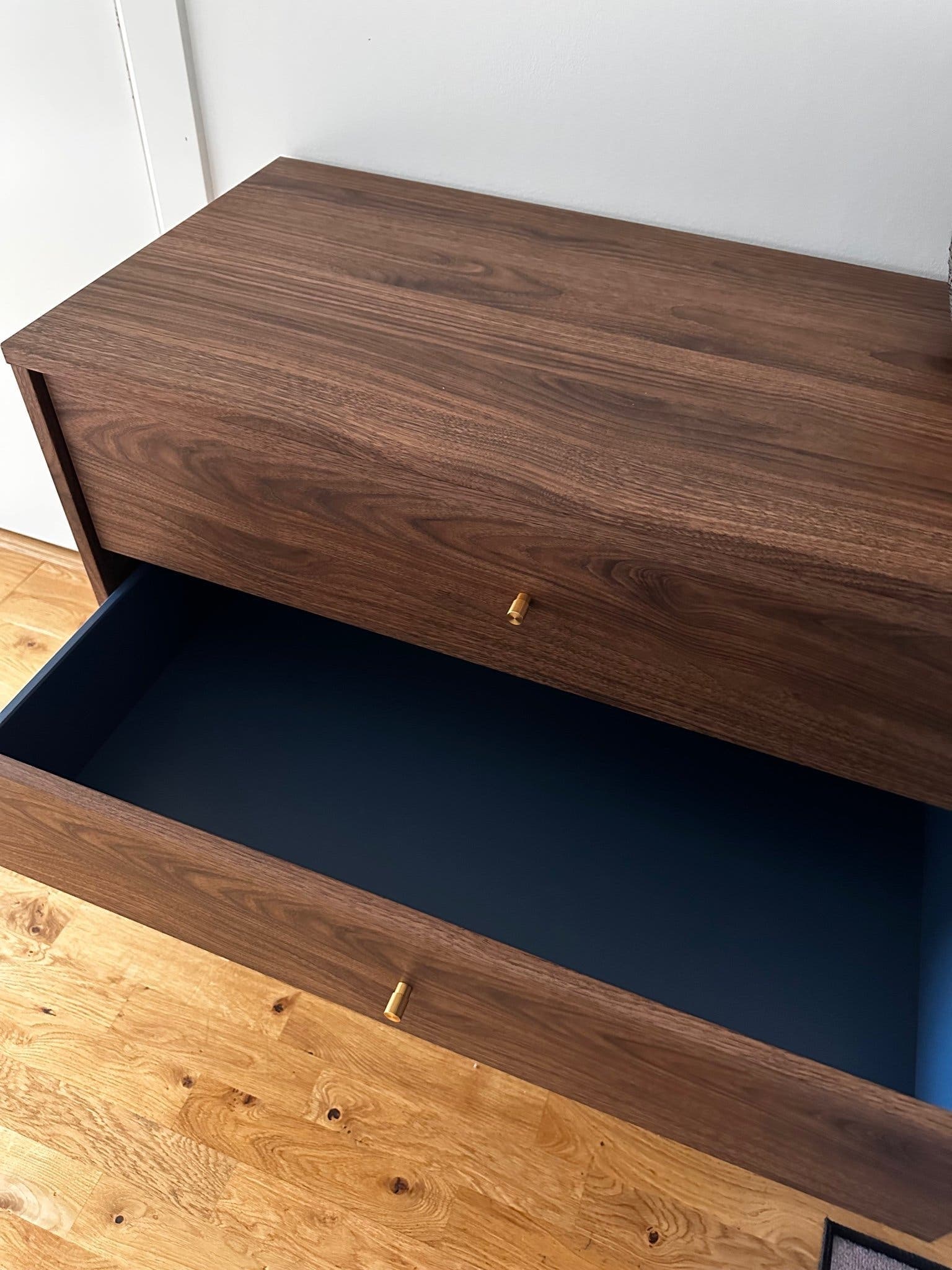 RÅDMANSÖ Byrå med 3 lådor, brun valnötsmönstrad, 90x48x81 cm