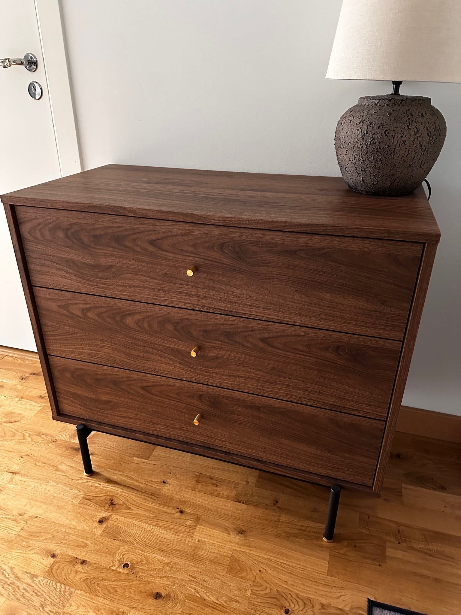 RÅDMANSÖ Byrå med 3 lådor, brun valnötsmönstrad, 90x48x81 cm