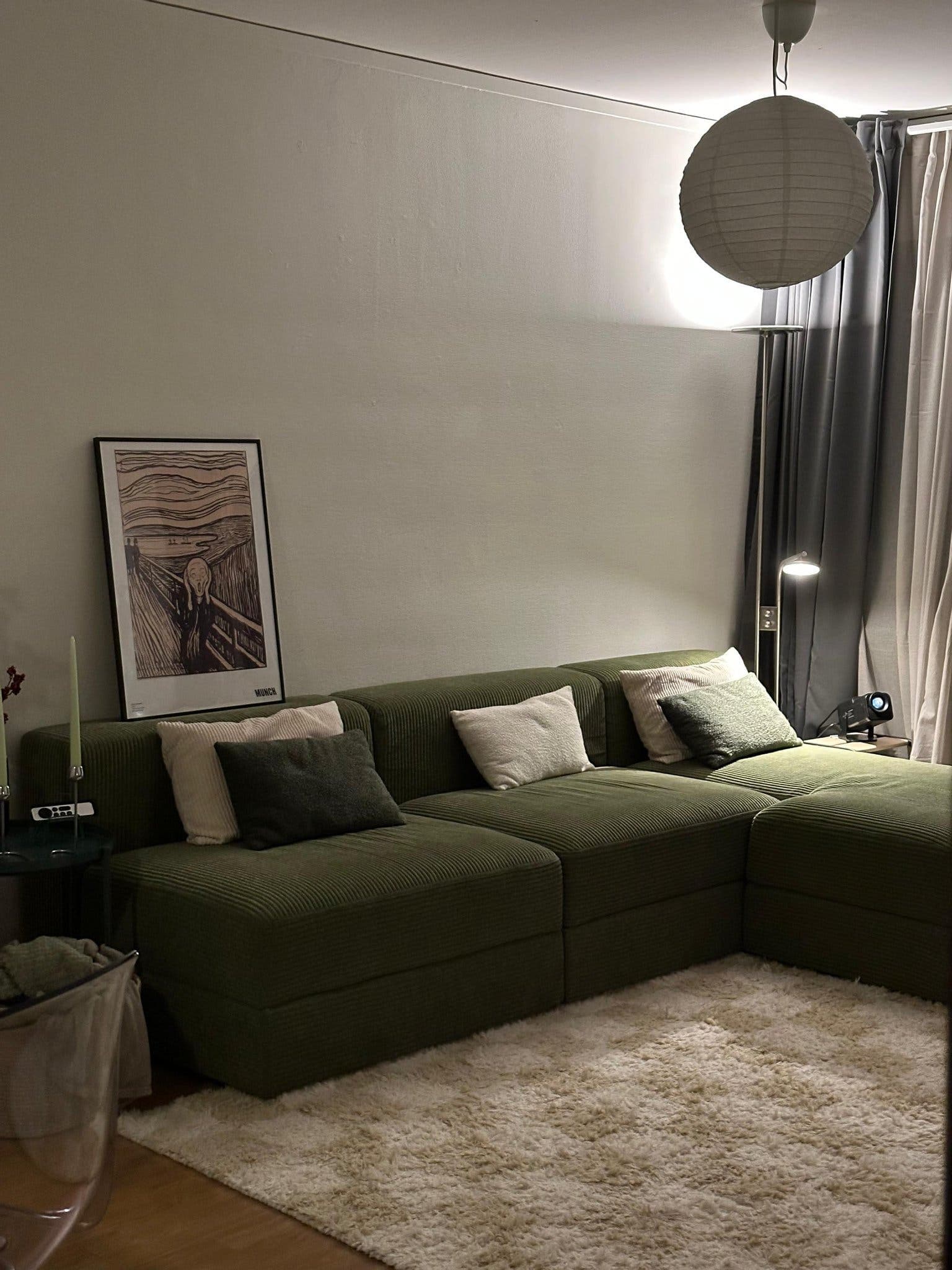 IKEA Jättebo Green grön modulsoffa med schäslong