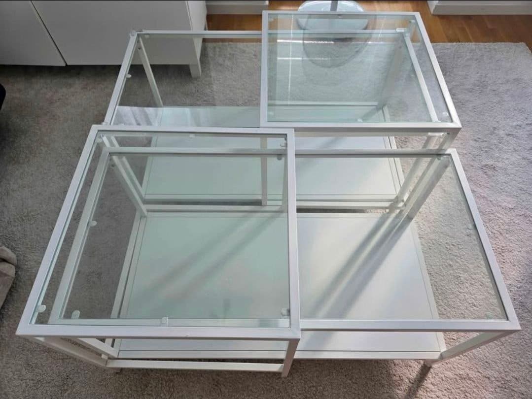 IKEA Vittsjö Soffbord och Sidobord, Vit, Glas