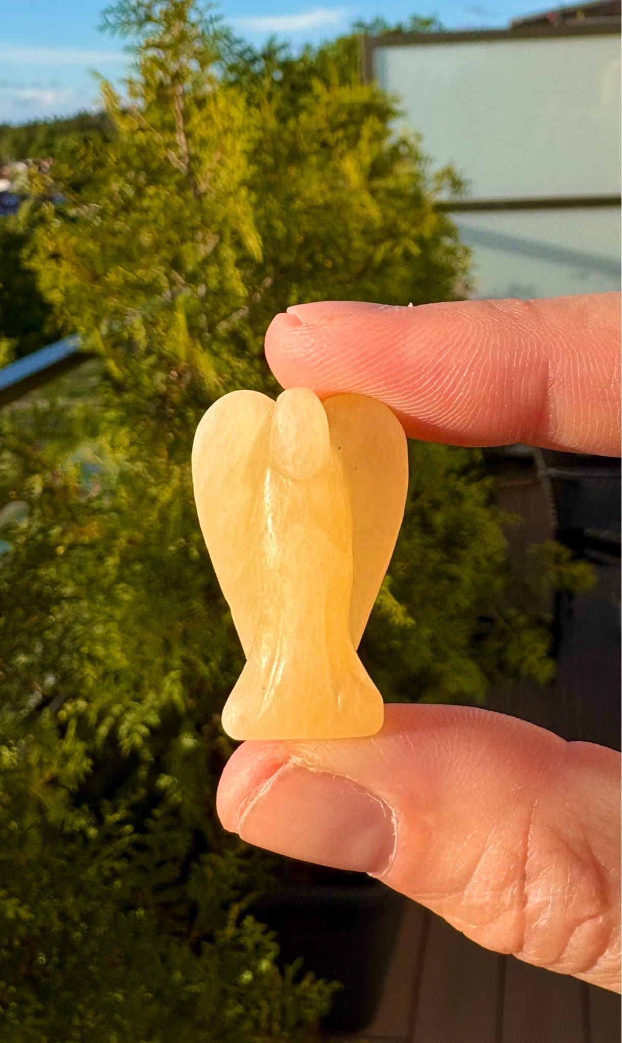 Kristall i Gul Kalcit Ängel Angel carving