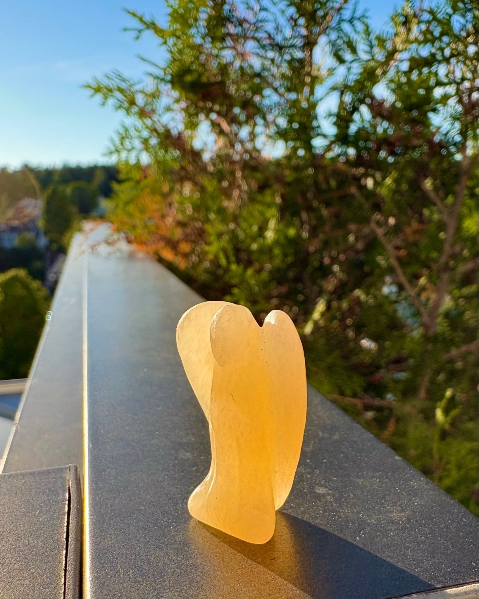 Kristall i Gul Kalcit Ängel Angel carving