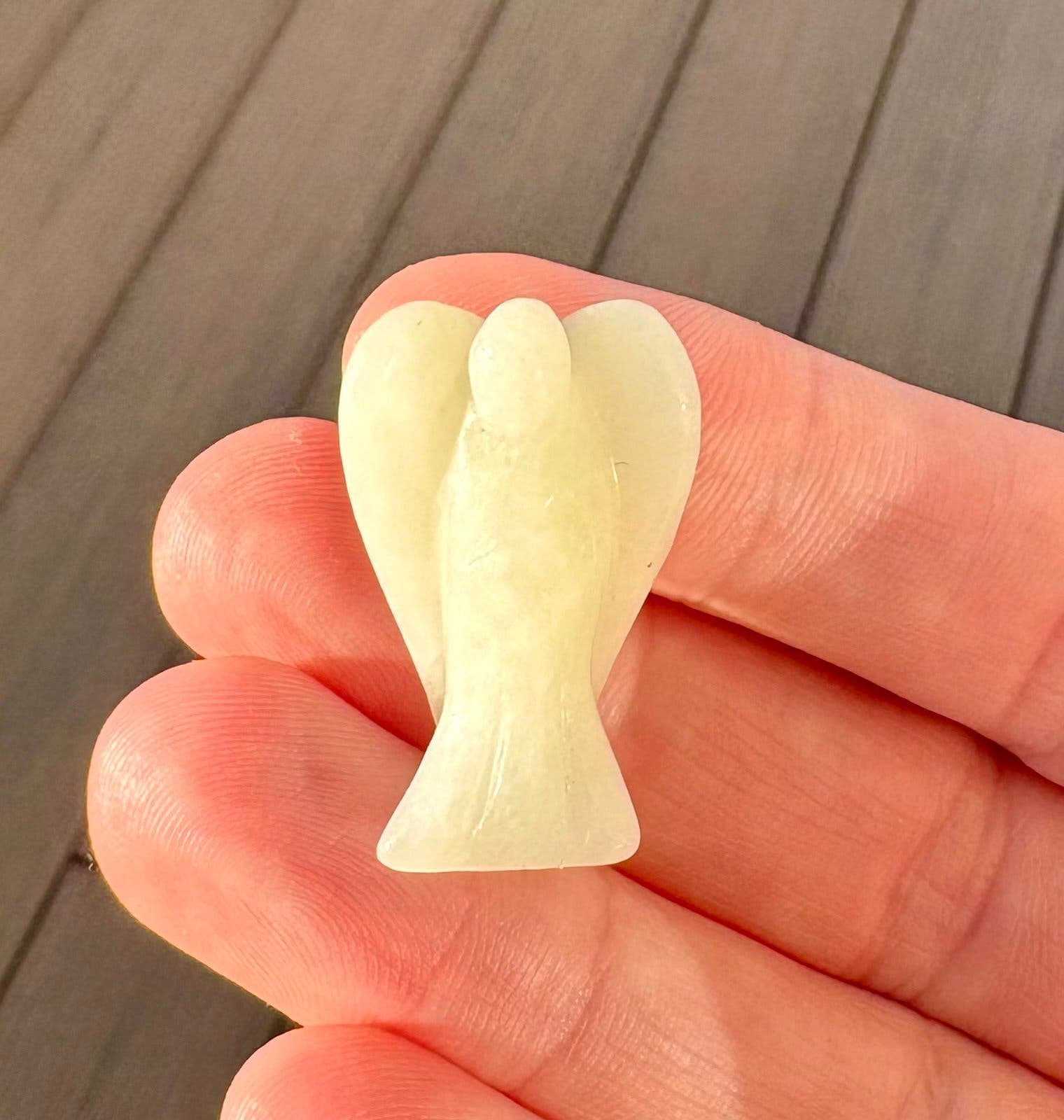 Kristall i Vit Agat Ängel Angel carving