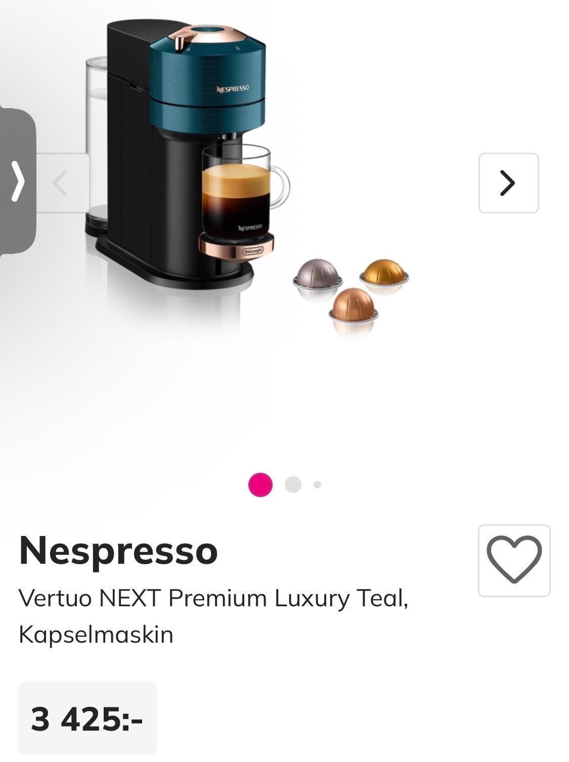 Nespresso Vertuo Next kapselmaskin *Limited Edition (ord pris 3500 kr)