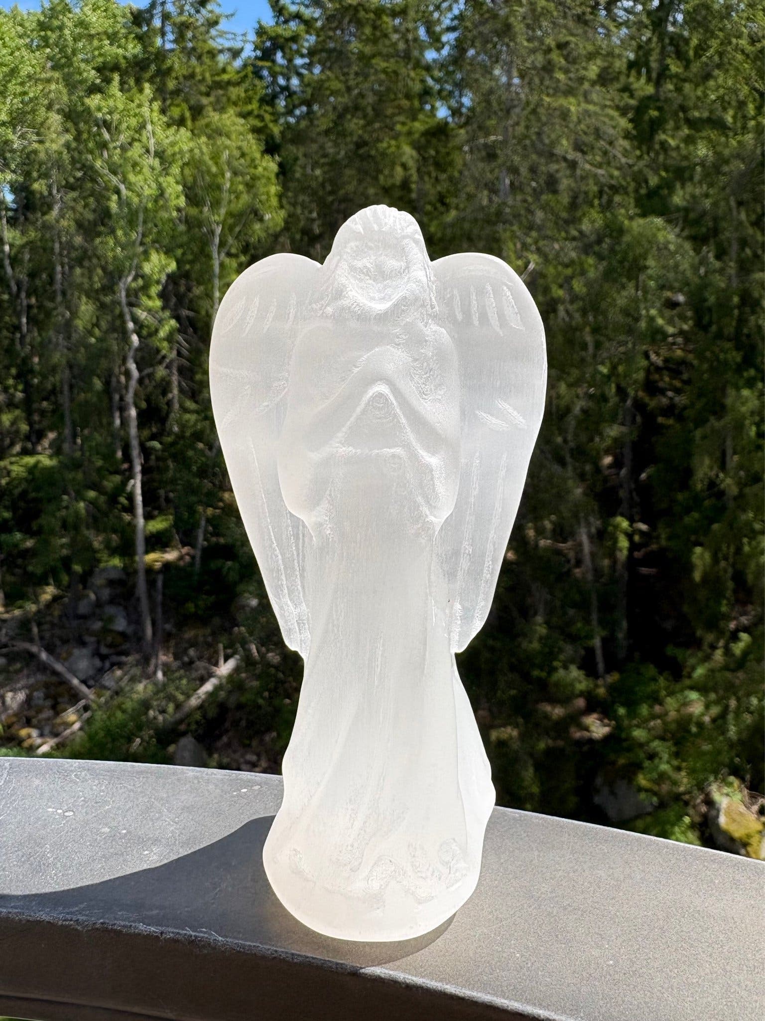 Stor Ängel i kristallen Selenit Angel carving