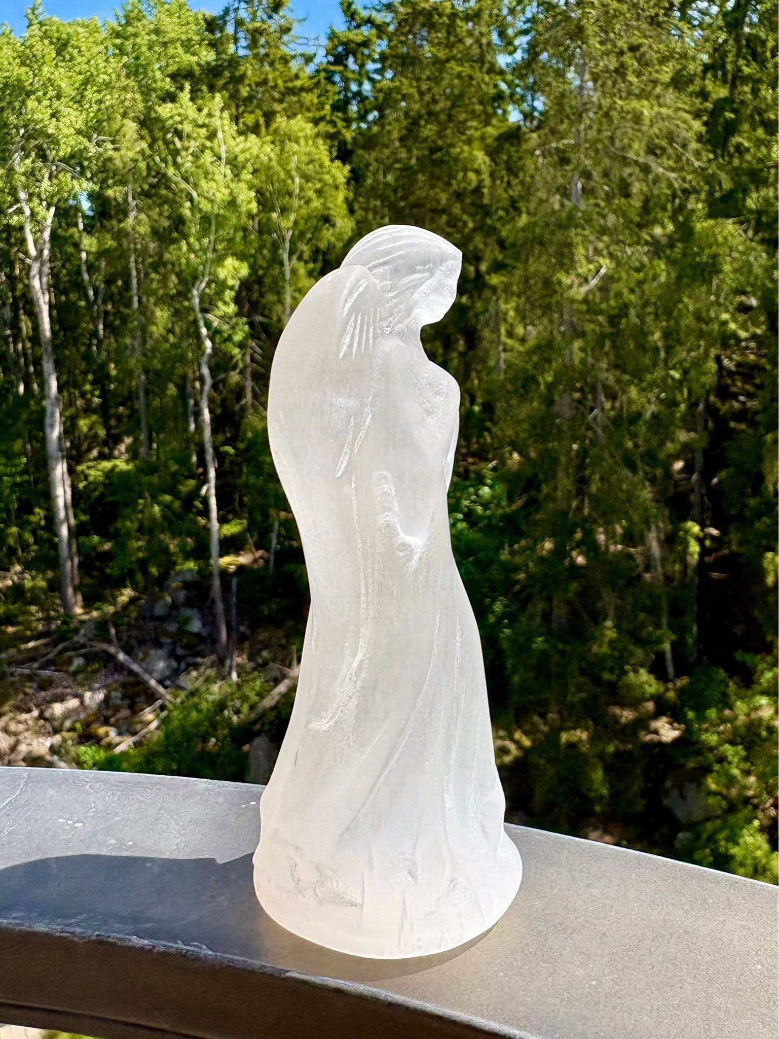 Stor Ängel i kristallen Selenit Angel carving