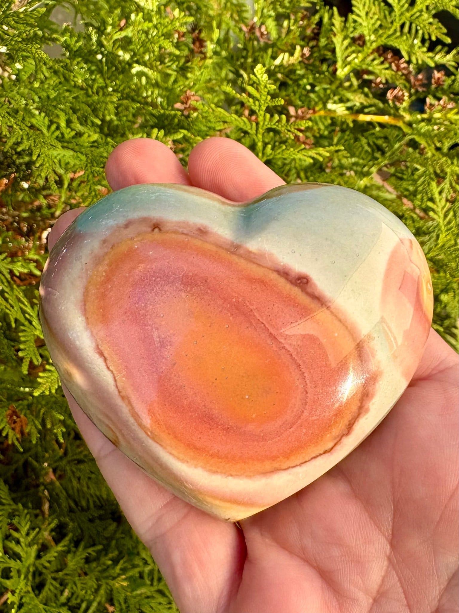 Större Kristall Hjärta i Ocean Jasper carving