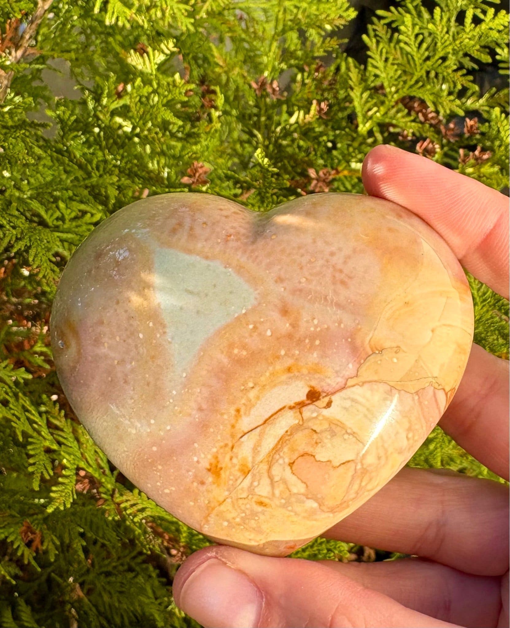 Större Kristall Hjärta i Ocean Jasper carving