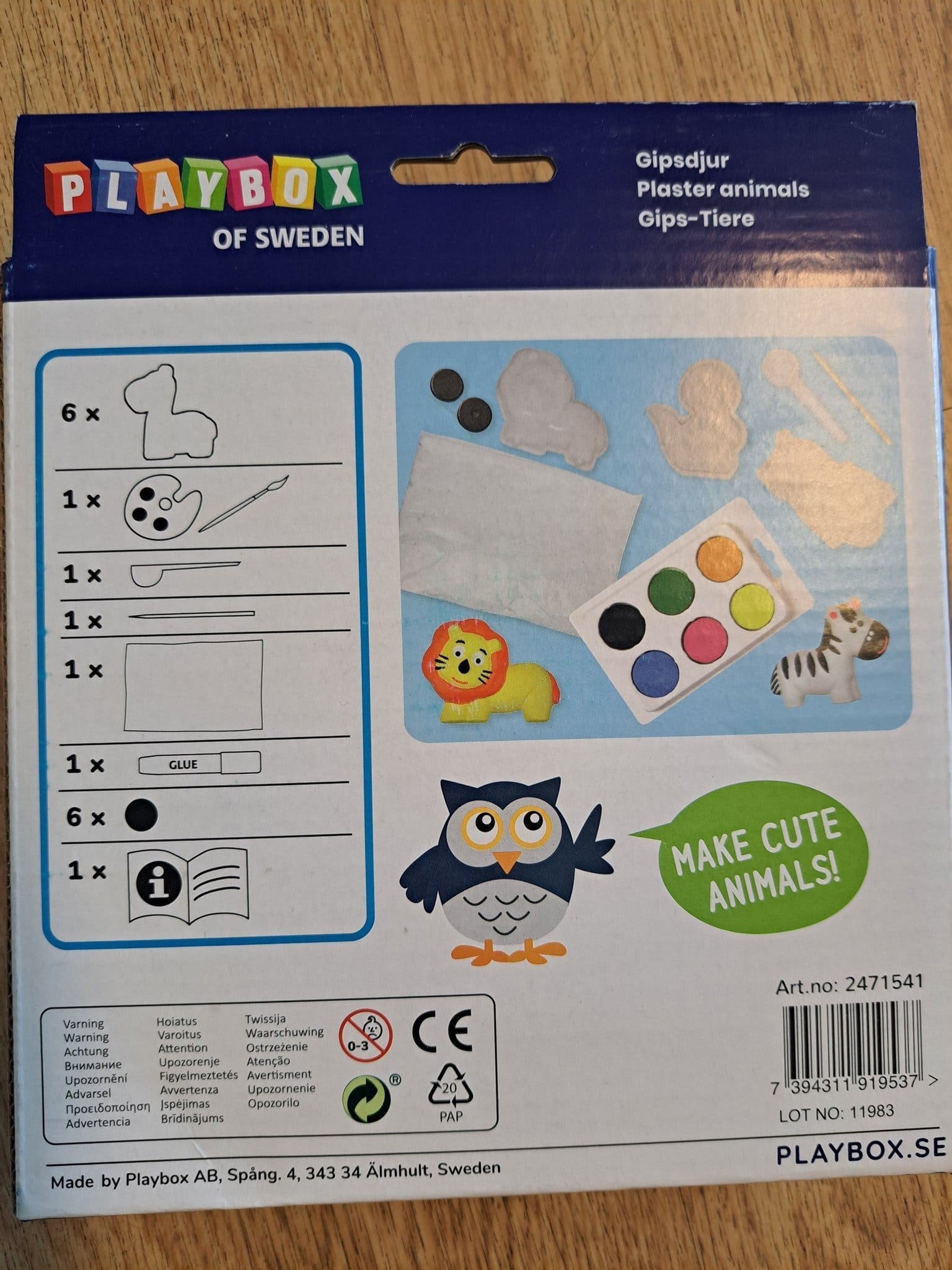Playbox Gipsdjur att måla och göra kylskåpsmagneter av