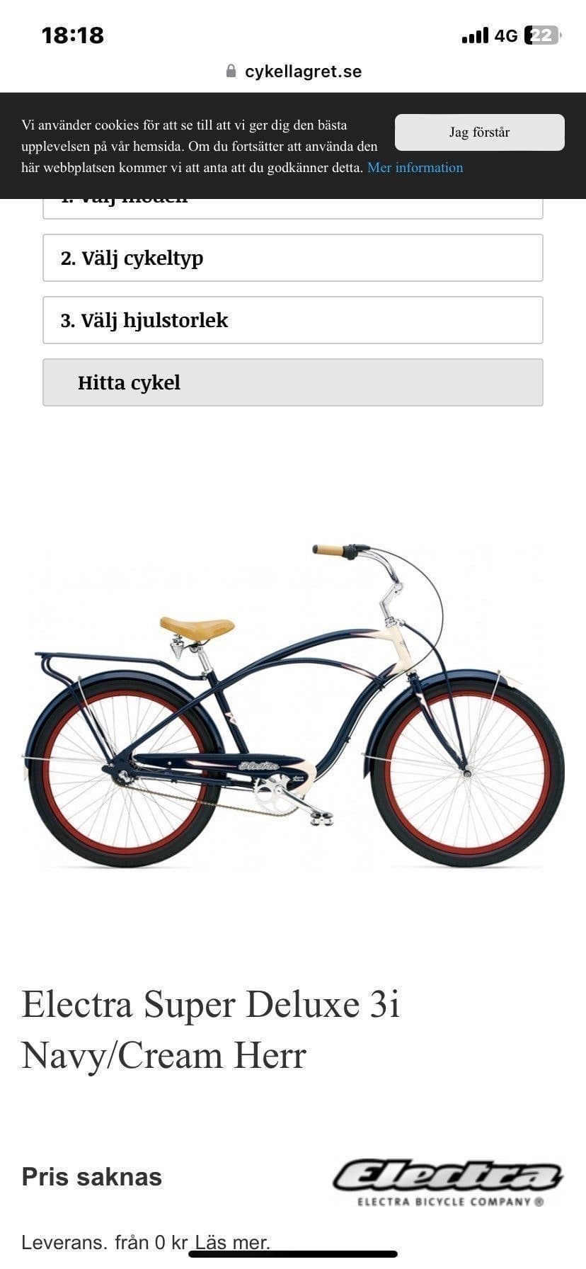 Electra Super Deluxe 3i Navy/Cream Herrcykel