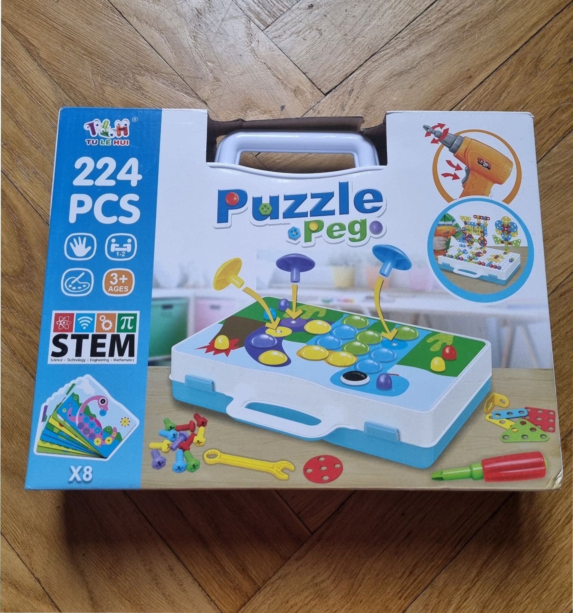 "Puzzle peg" Byggsats med pluggar och verktyg, 224 delar