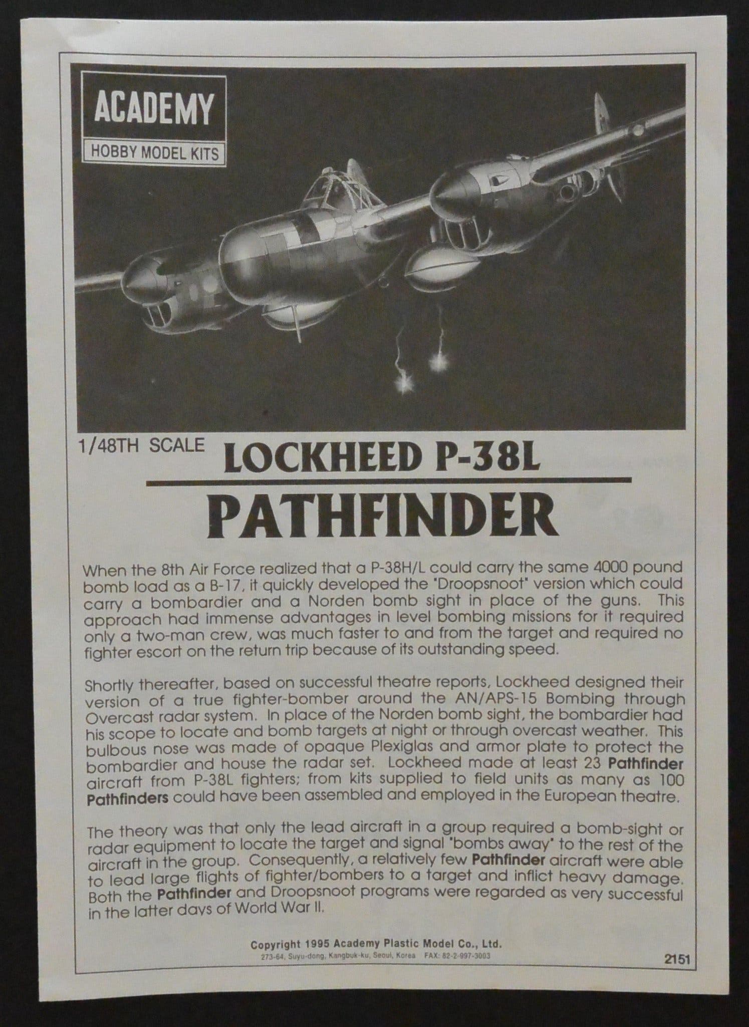 Academy 1/48 Lockheed P-38L Pathfinder 1/48