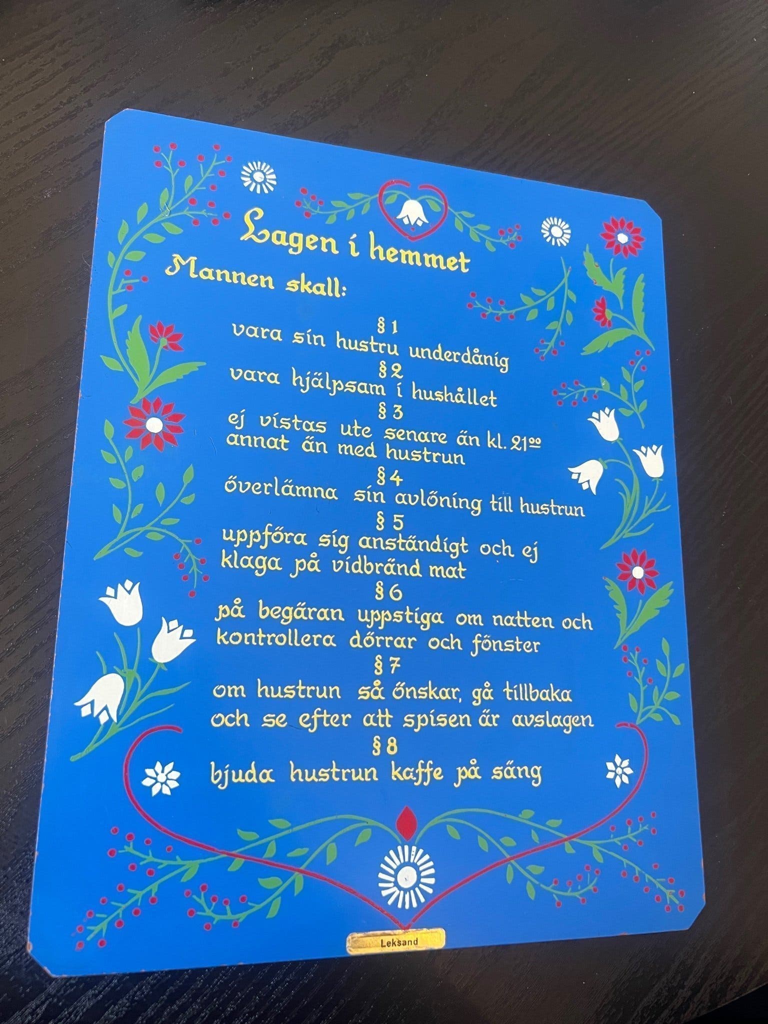 Tavla ”Lagen i hemmet”