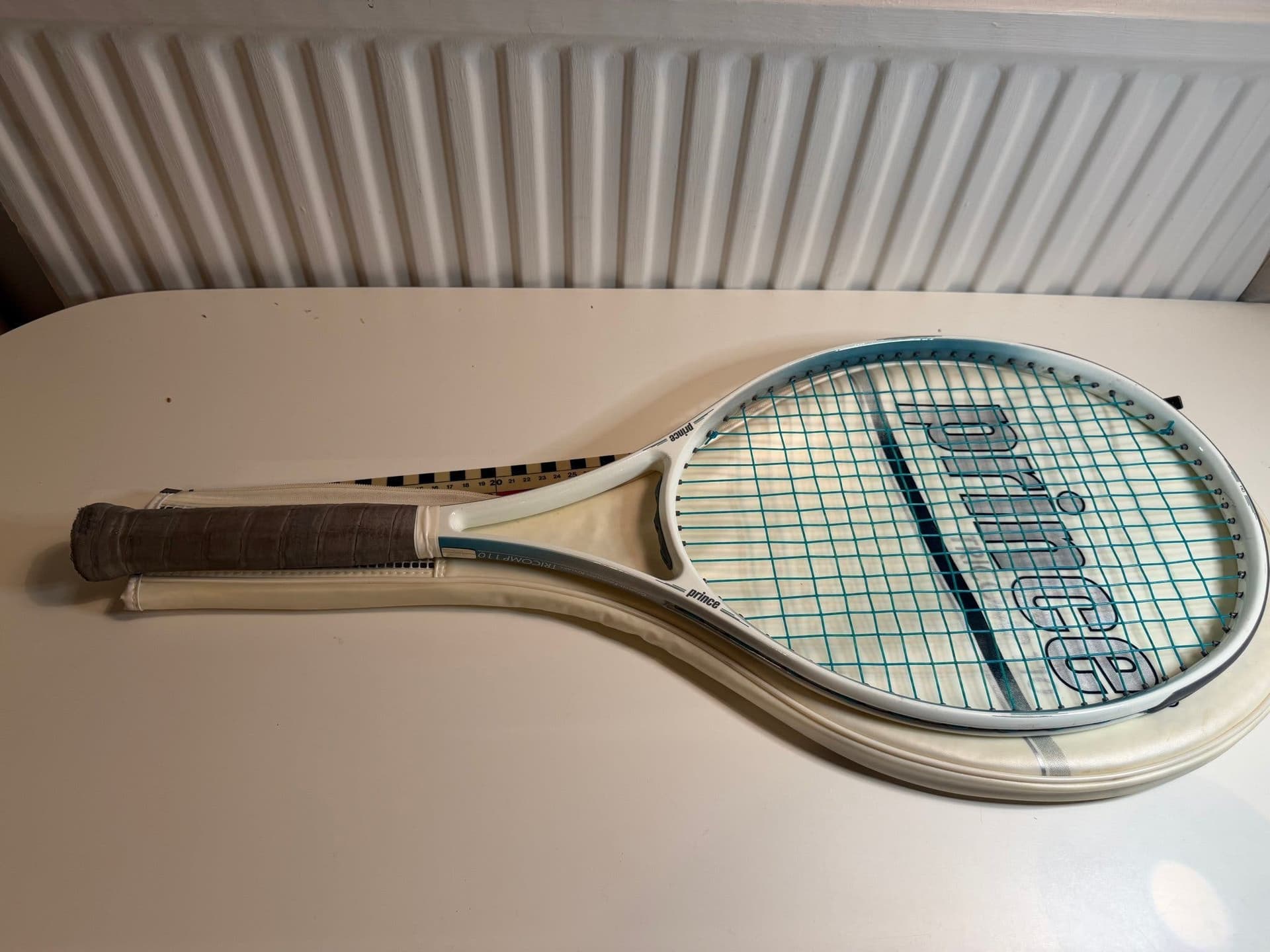 Vintage Prince TriComp 110 Tennisracket 1988 med fodral