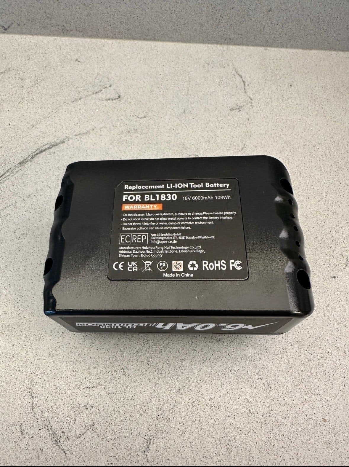 6.0 Ah batteri till Makita, 18V.