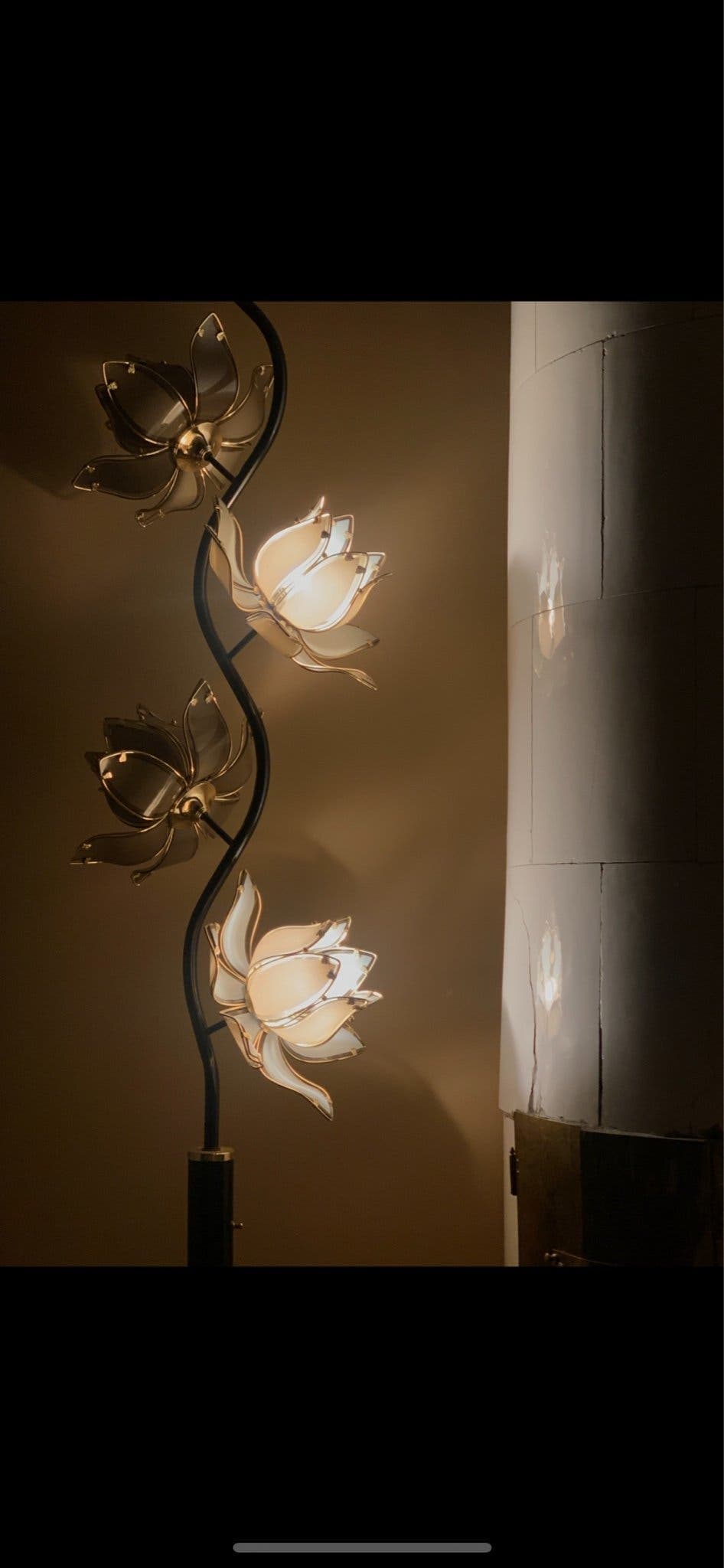 Vintage Lotus golvlampa Hollywood Regency