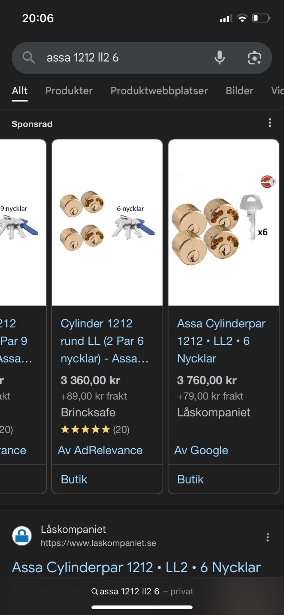 JÄTTEBILLIGT Dubbel ASSA ABLOY d12 Säkerhetscylindrar 1212 LL2 6st nycklar