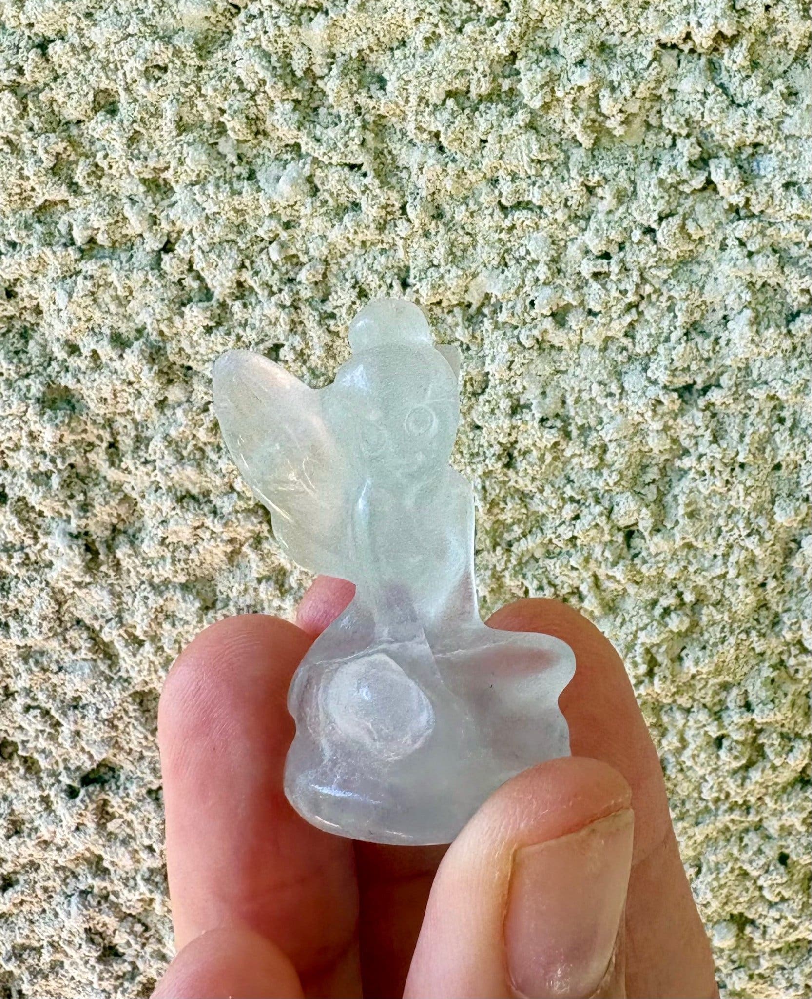 Kristall Älva Fairy tingeling i Grön Fluorit carving