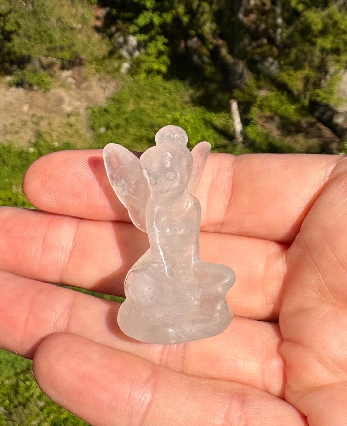 Kristall Älva Fairy tingeling i Grön Fluorit carving