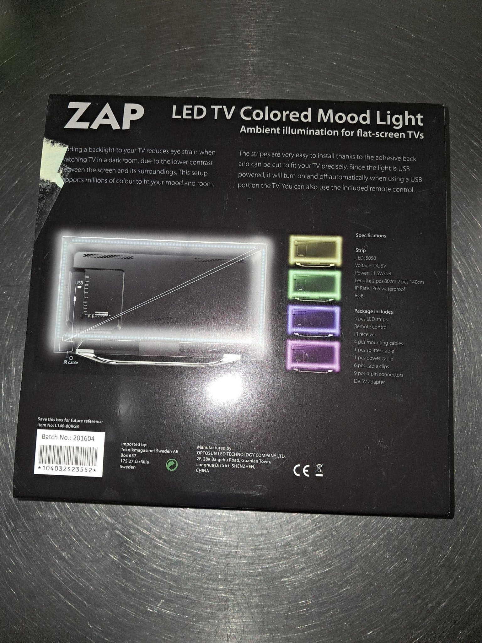 ZAP LED TV Färgad Stämningsbelysning för Platt-TV