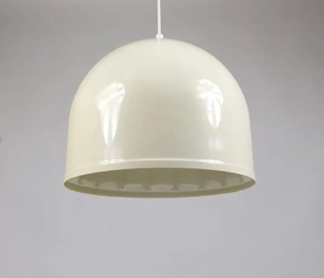 Vintage skandinavisk taklampa – vit plast, 1960-tal (i stil med Eje Ahlgren)