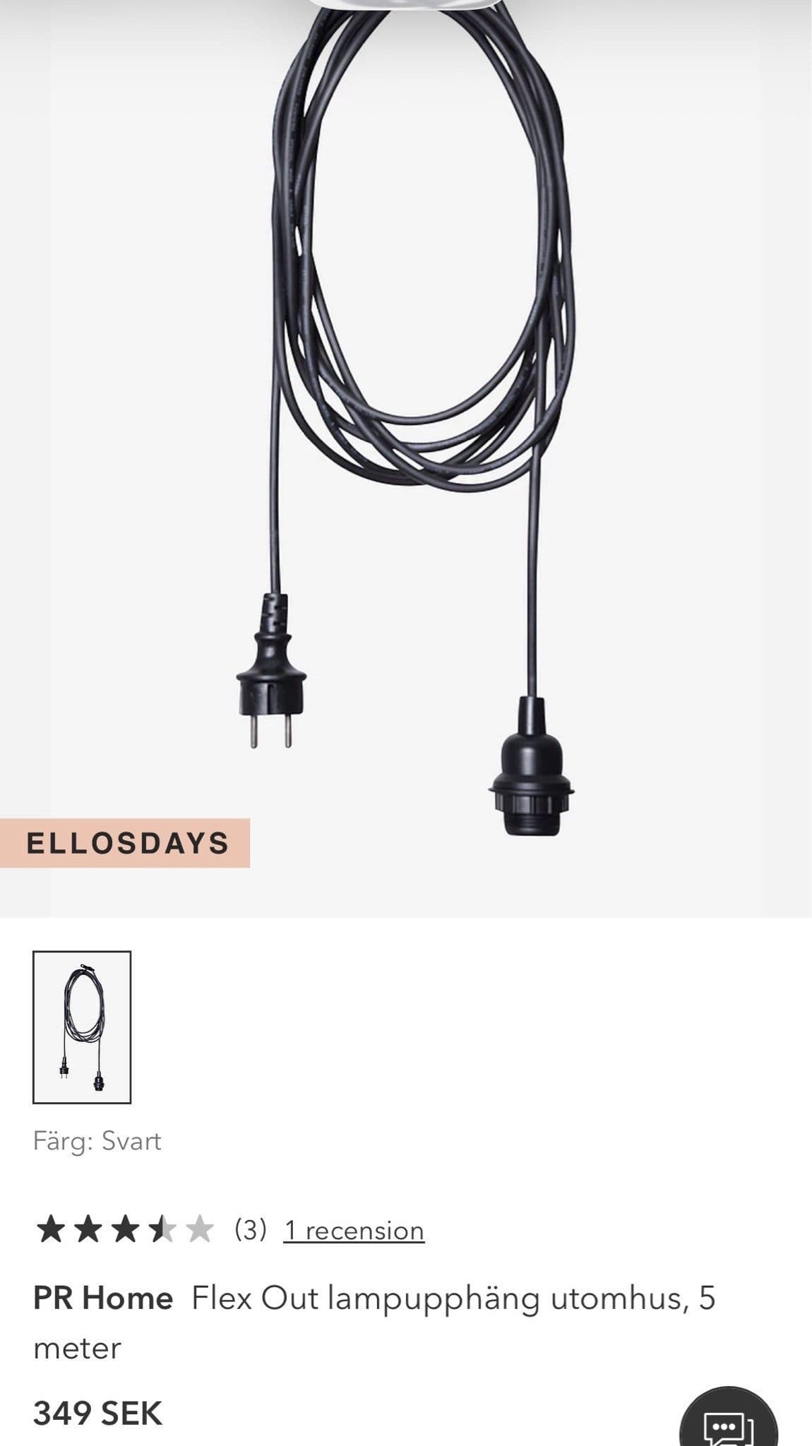 PR Home Flex Out lamppupphäng utomhus, 5 meter