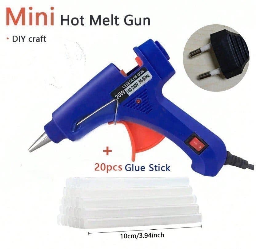 Mini limpistol med 20 limstift för DIY-hantverk