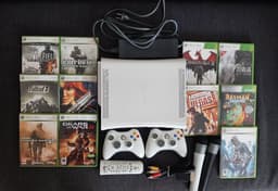 Xbox 360 Vit 120GB Komplett med 12 spel och 2 handkontroller + tillbehör
