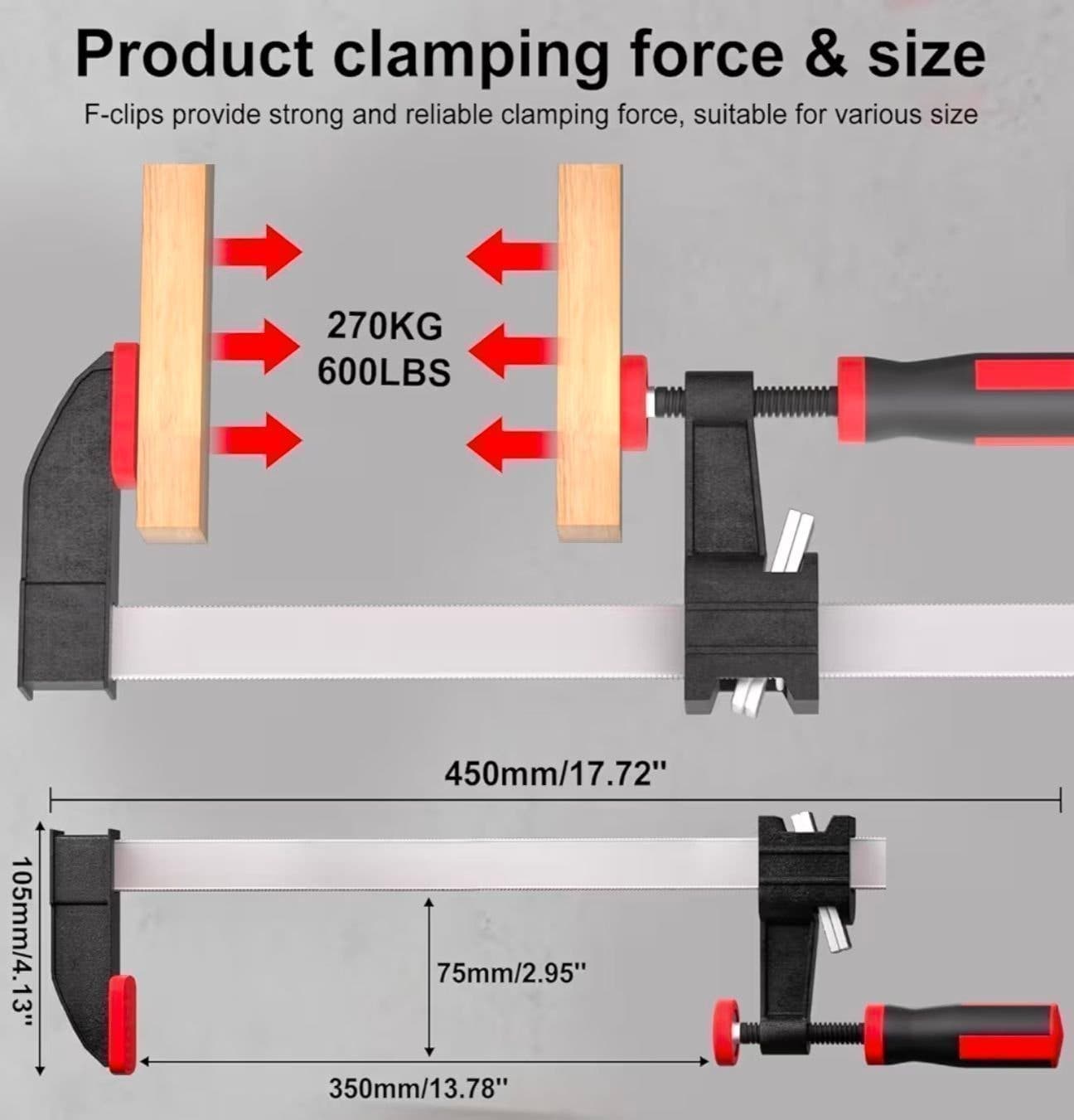 F-Klämmor, 4 st 350mm F Clamps for Woodworking, 4Pcs