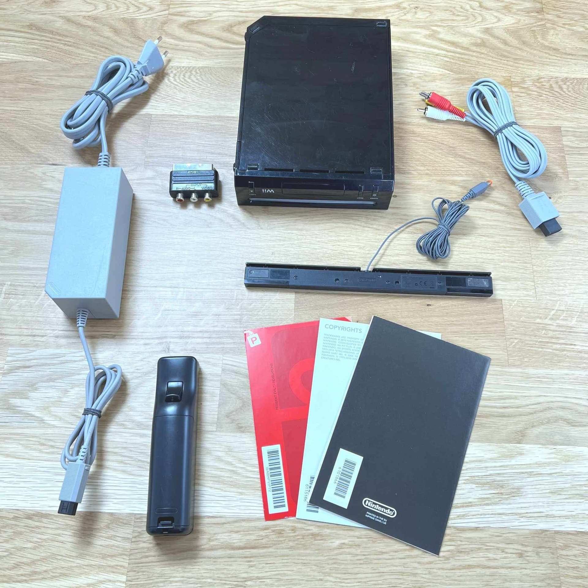 Nintendo Wii Konsol (Svart) med handkontroll och tillbehör | Bra skick