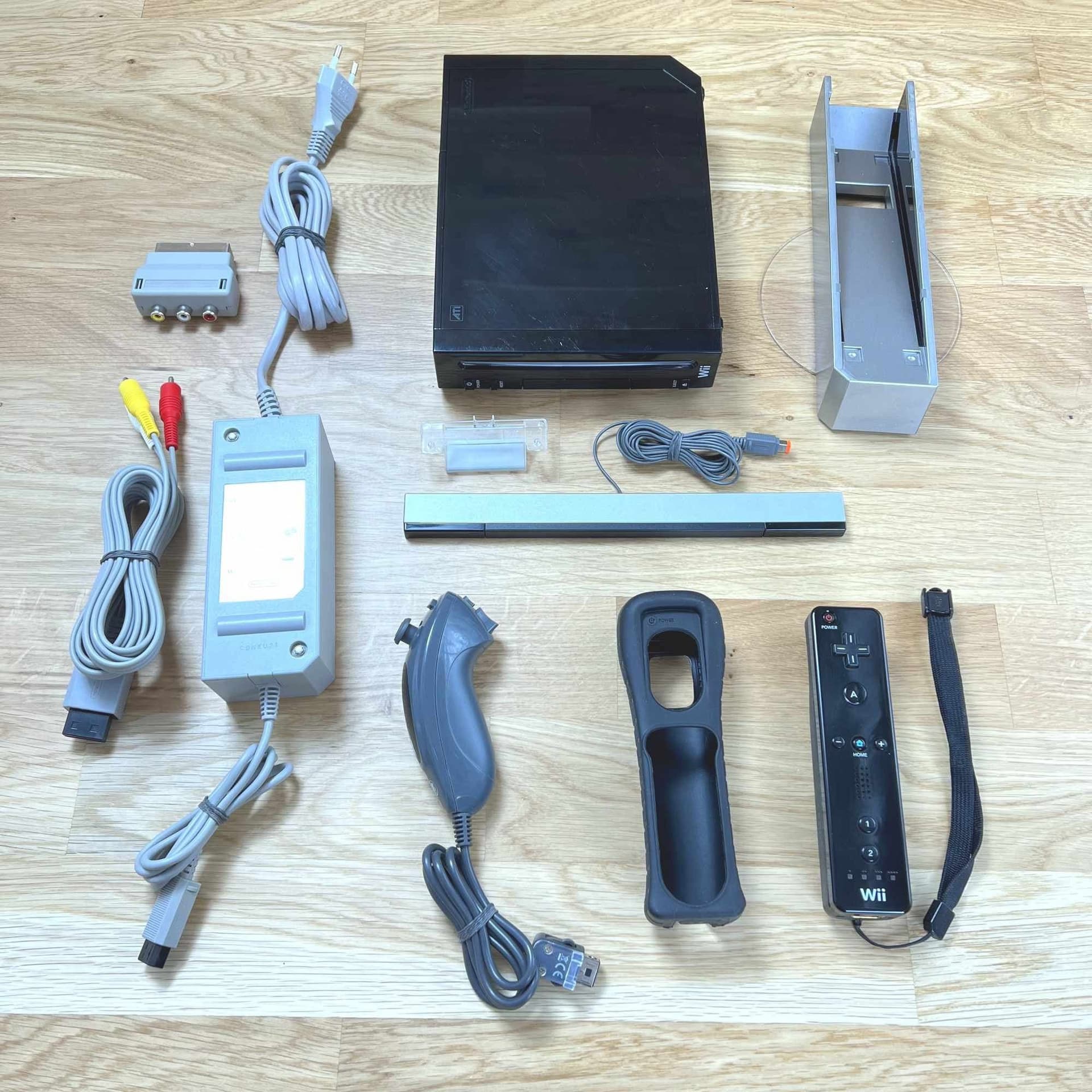 Nintendo Wii Konsol (Svart) med handkontroll och tillbehör | Bra skick