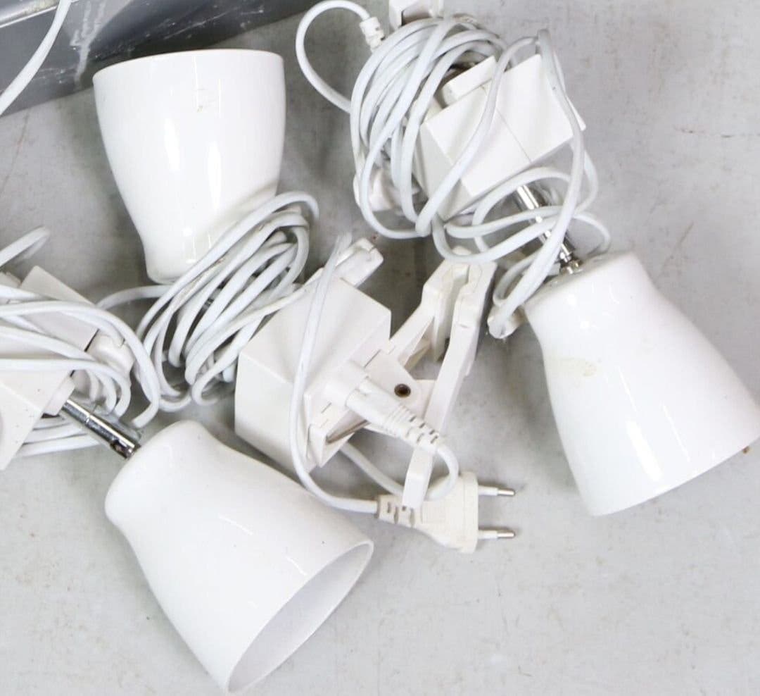6 st retro IKEA Mini spotlights / klämlampor – Vit – Rejält 90-talspaket!