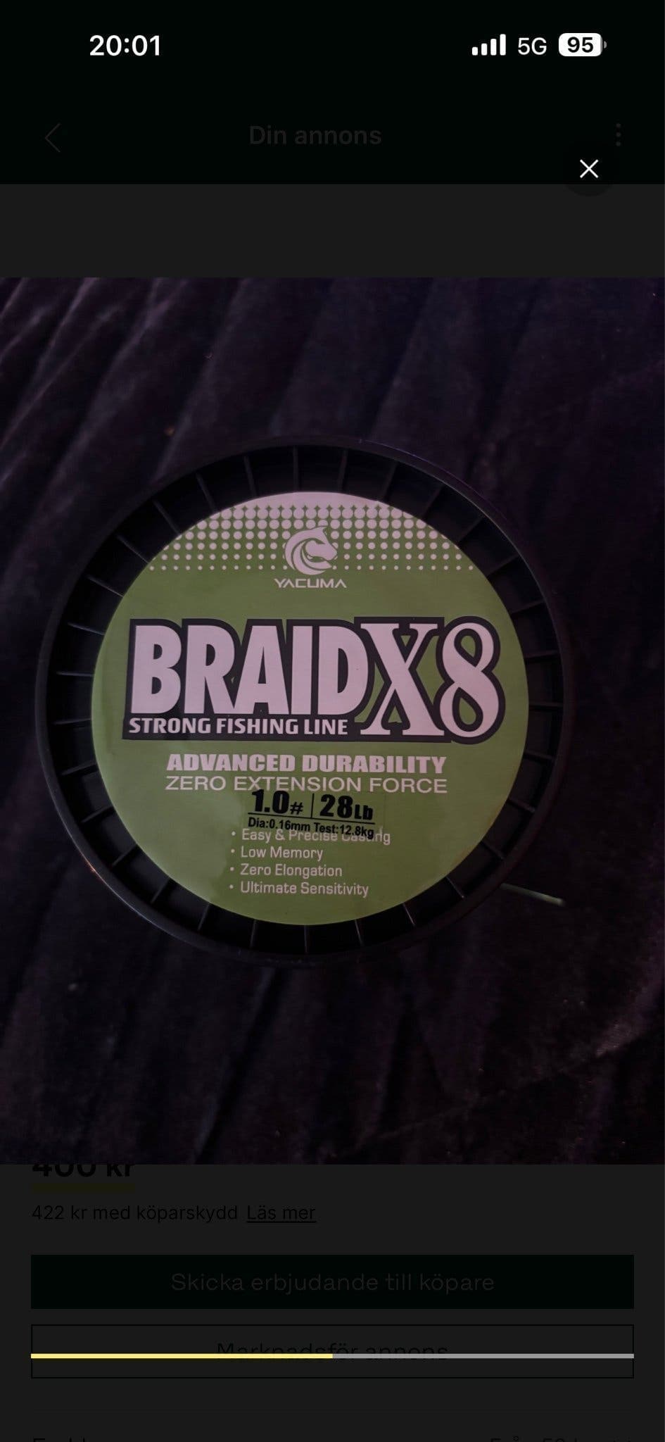 Yacuma Braid X8 flätlina 0,16 mm 28 lb grön