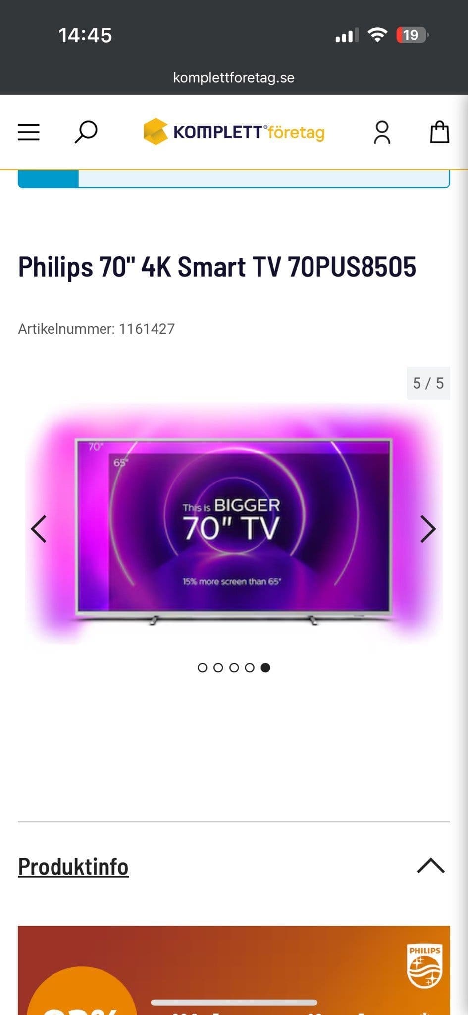 Philips 70" 4K Smart TV 70PUS8505
