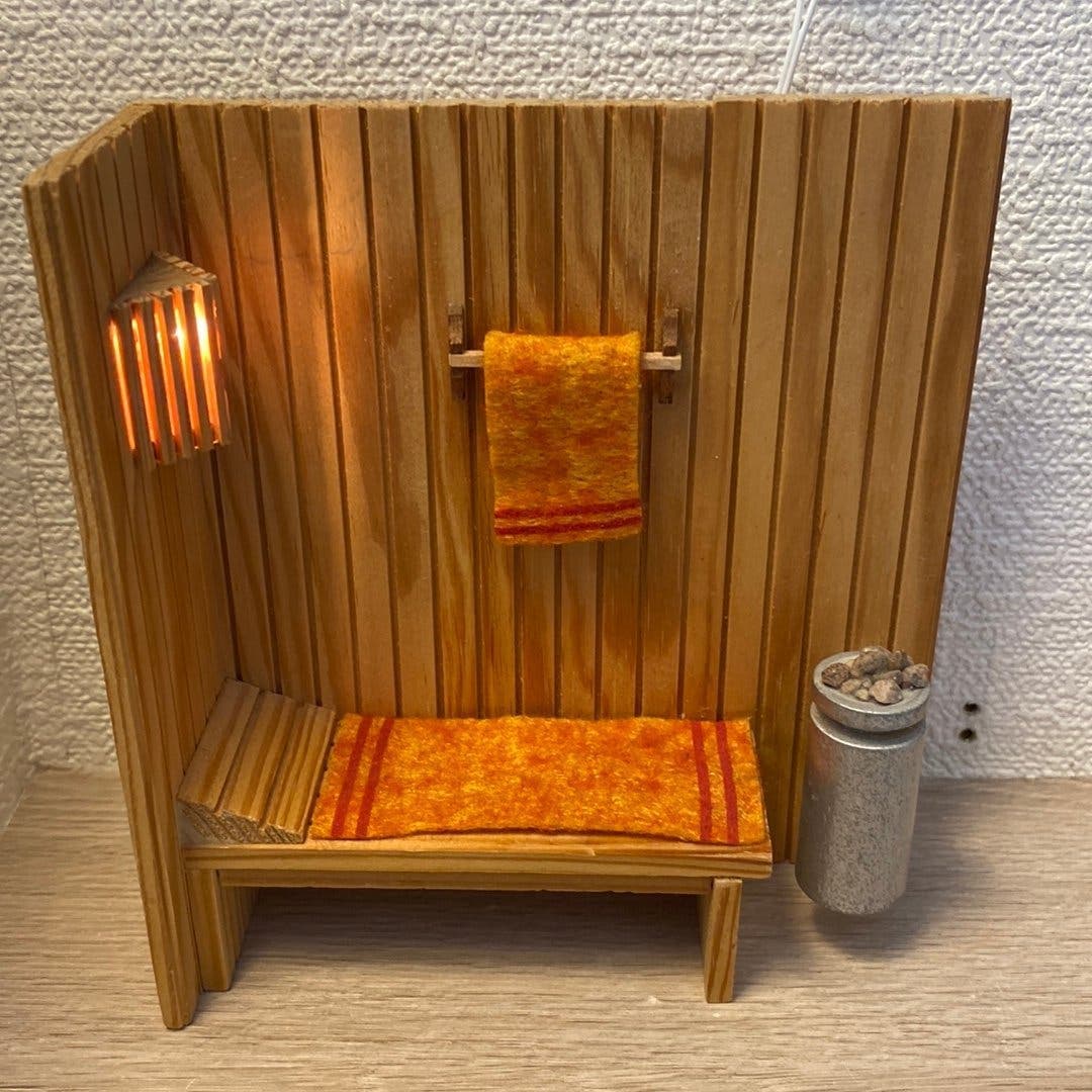 Dockskåpsmöbler Dekorativ bastu / sauna till Lundby dockskåp