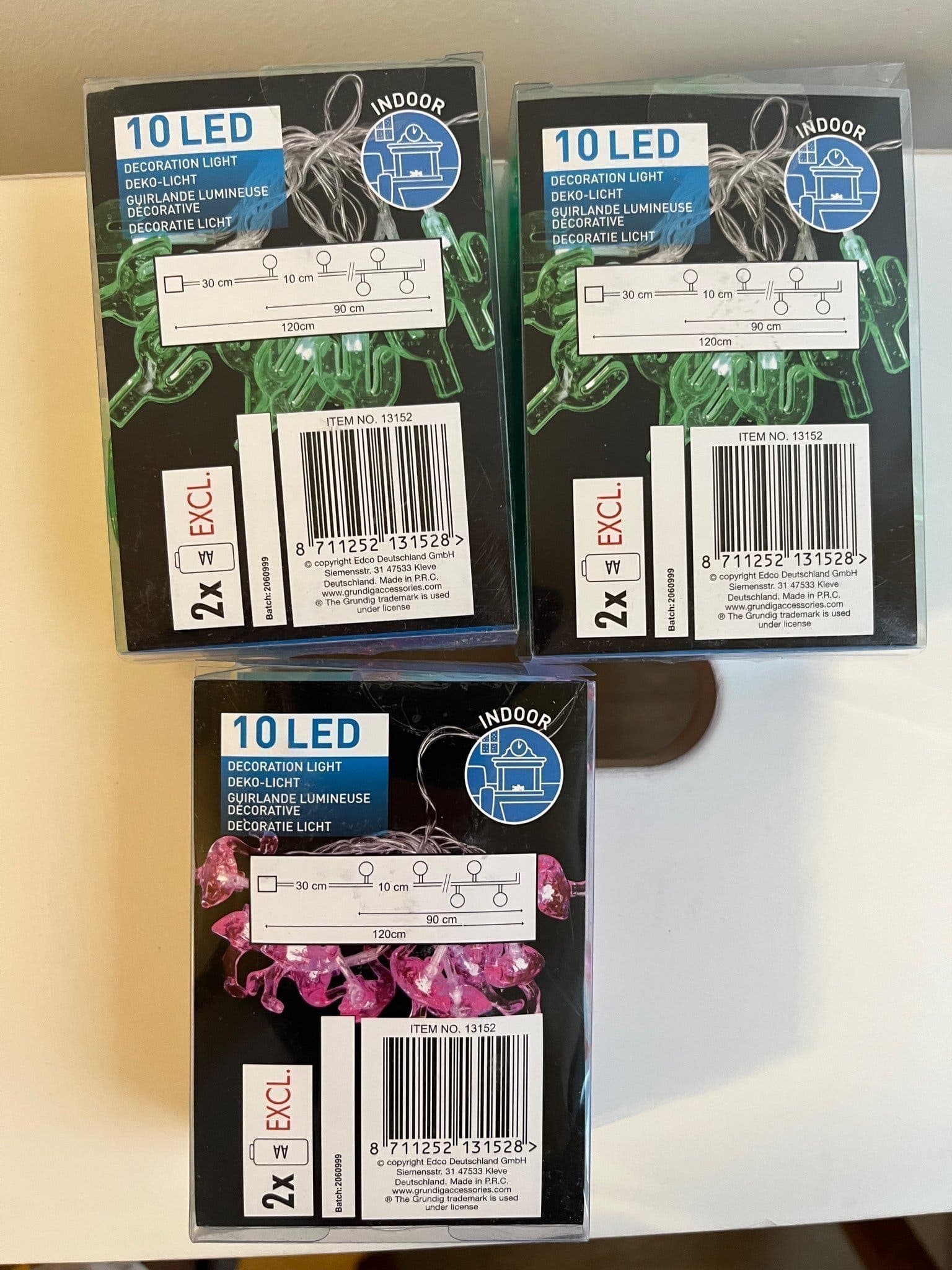 Grundig LED lampor dekor – 2 kaktus och 1 flamingo