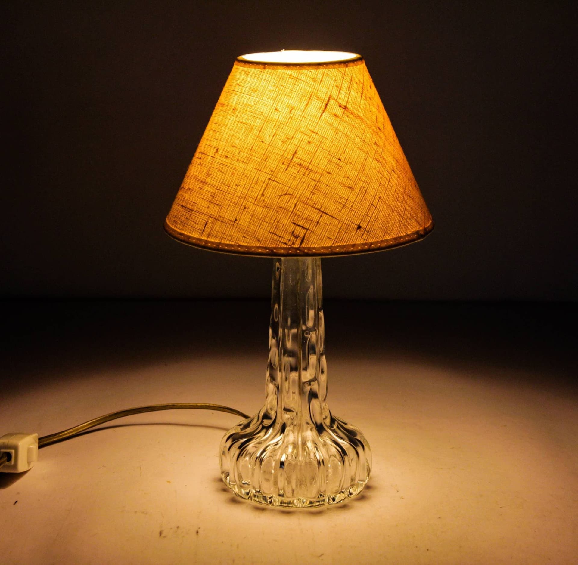 Bordslampa skandinavisk modern, Carl Fagerlund, Orrefors kristallglas, 70-tal