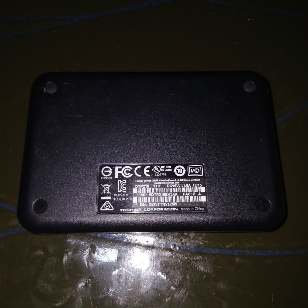 1TB Thoshiba, Extern Hårddisk