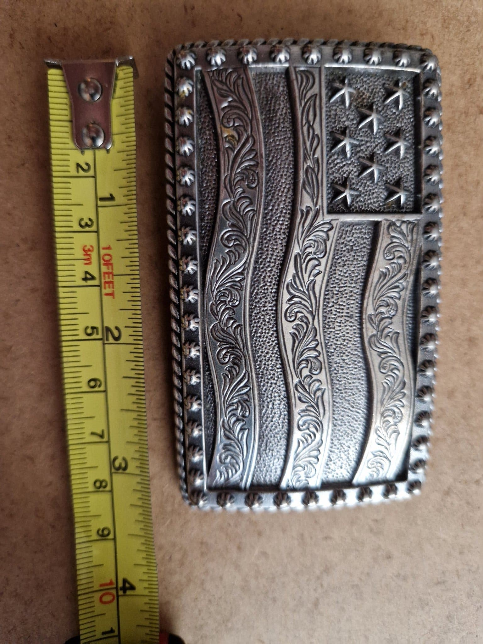 Western Bältesspänne Amerikansk Flagga USA Cowboy Silver – Gott skick!