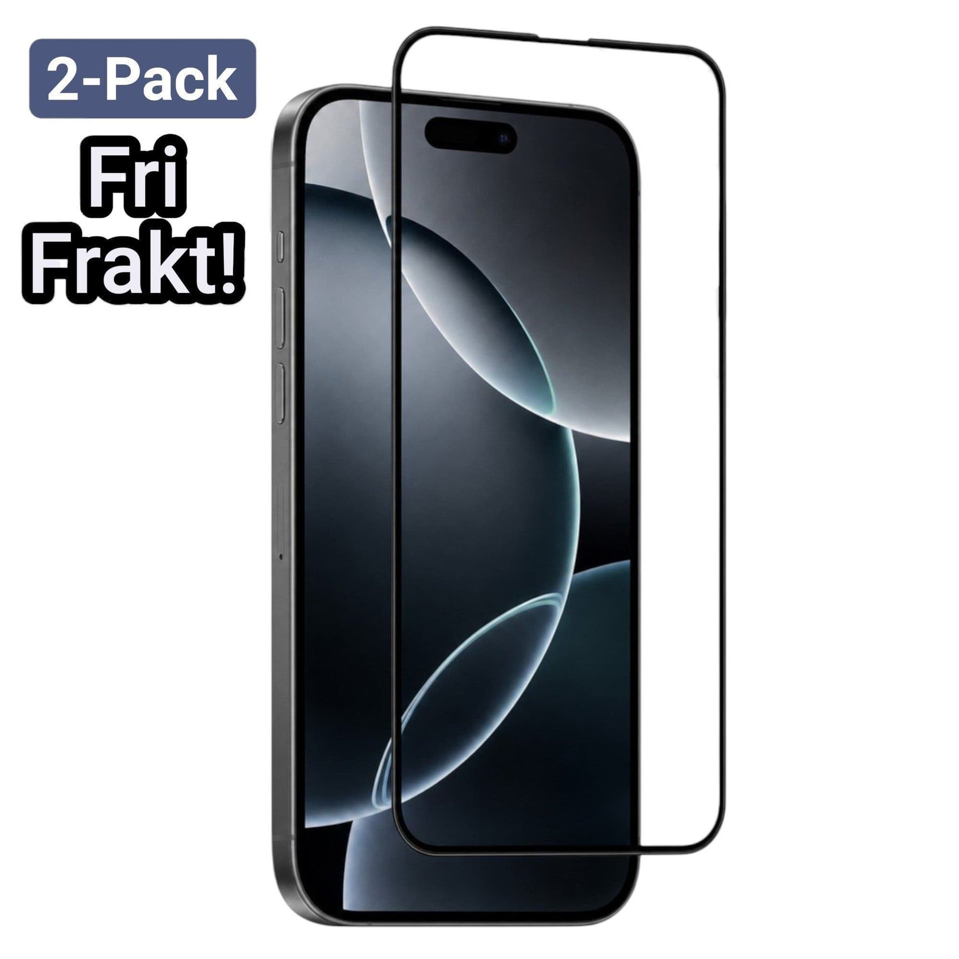 2st iPhone 16 Pro 9H Härdat Glas Skärmskydd - Heltäckande med Svarta Kanter